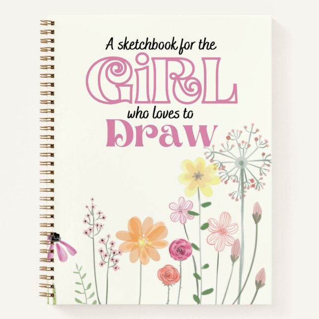 Carnet de croquis Carnet d'art Dessin Crème floral (Devant)