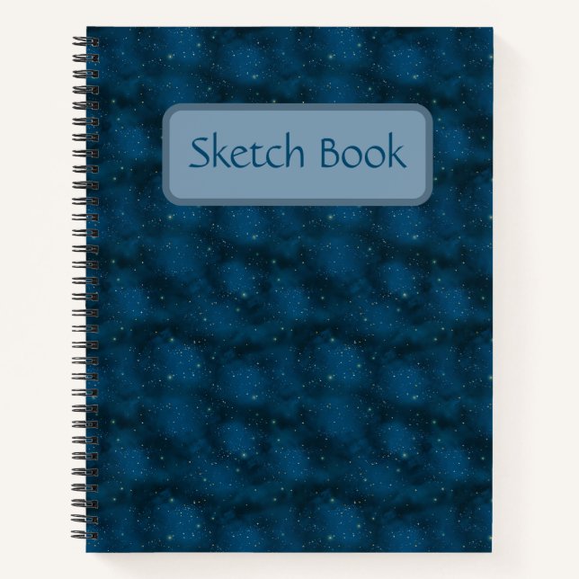 Carnet de croquis céleste de nuit bleu et blanc (Devant)