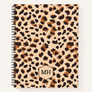 Carnet de croquis marron uni à motif léopard chic