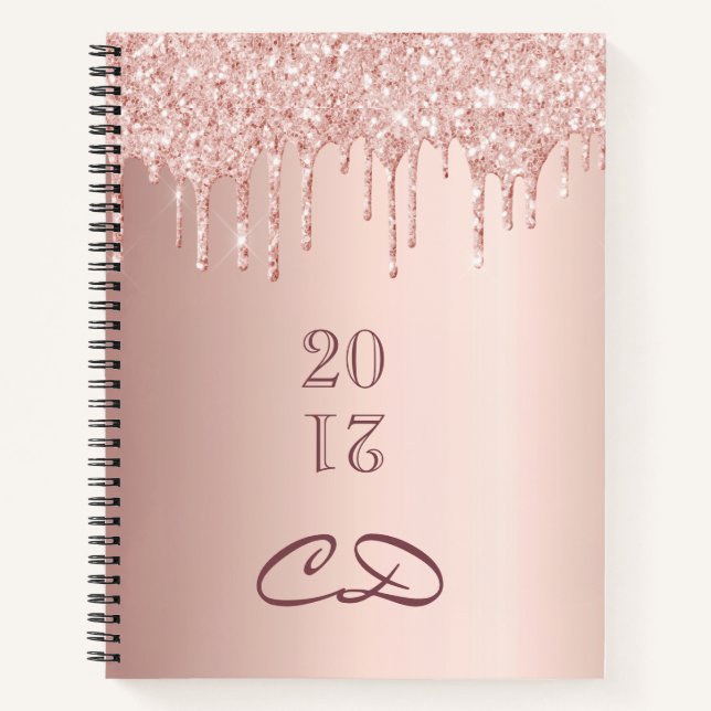 Carnet de croquis parties scintillant or rose mono (Devant)