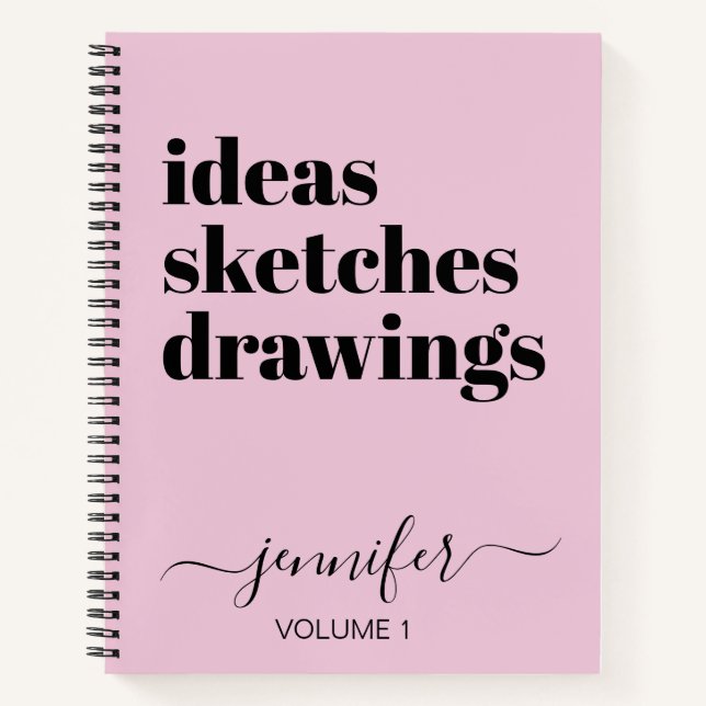 Carnet de croquis personnel rose amusant Votre nom (Devant)