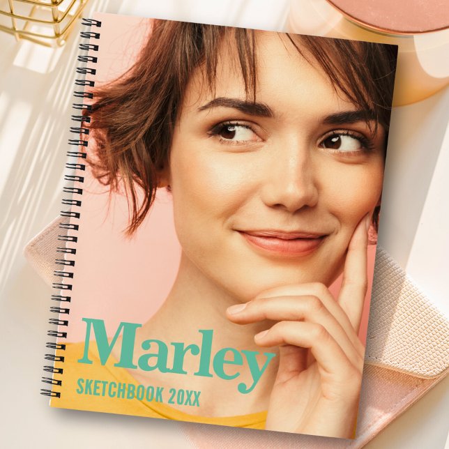 Carnet de croquis Photo personnalisée Nom du monog (Créateur téléchargé)