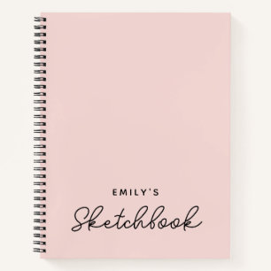 Carnet de croquis rose pâle calligraphie monoline 