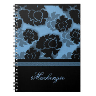 Carnet de décadence florale grungy, bleu