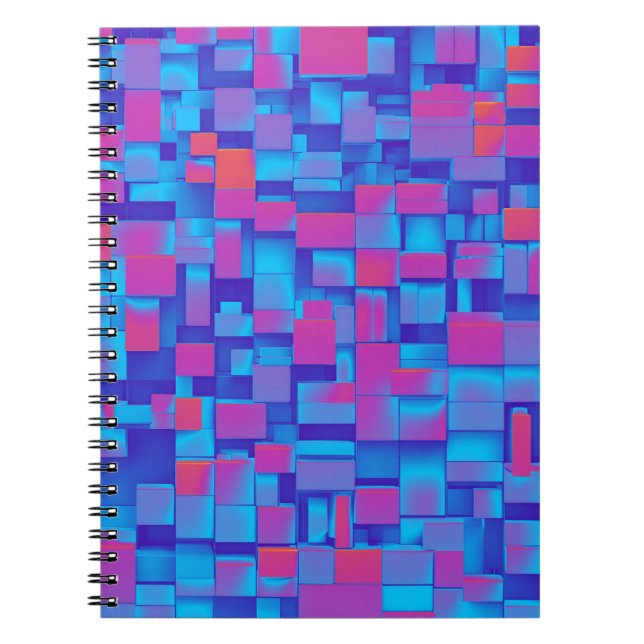 Carnet de designer avec Cube Bleue et Rose (Devant)