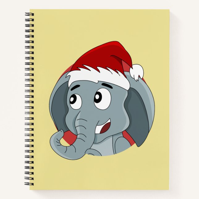 Carnet de dessin animé d'éléphants de Noël (Devant)