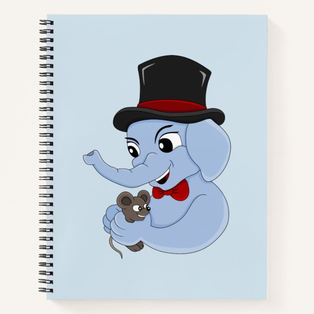 Carnet de dessin animé mignon garçon d'éléphant (Devant)