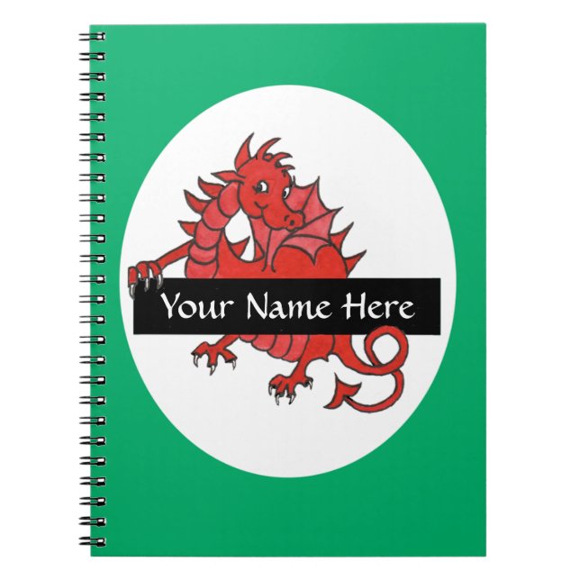 Carnet de dragon rouge mignon à personnaliser (Devant)
