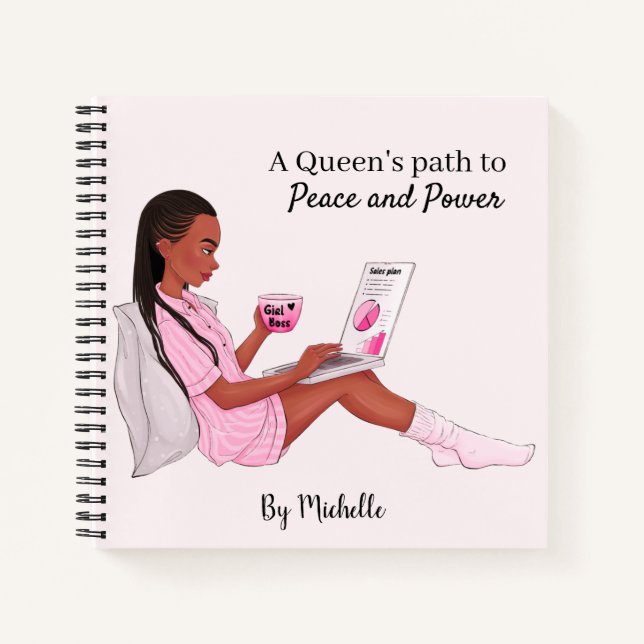 Carnet de fille noire personnalisée, Journal perso (Devant)