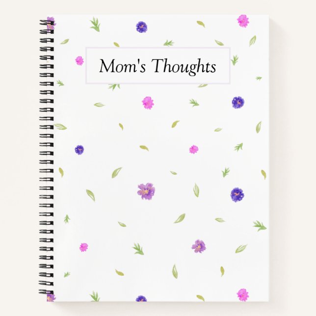 Carnet de fleurs d'aquarelle personnalisée pour ma (Devant)