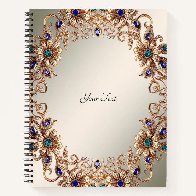 Carnet de fleurs de bijoux en or élégant (Devant)