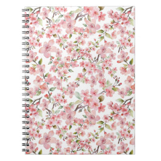 Carnet de fleurs de cerisier d'aquarelle