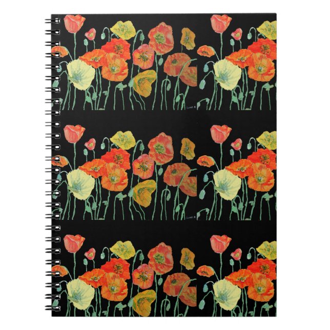 Carnet de fleurs de pavot orange (Devant)