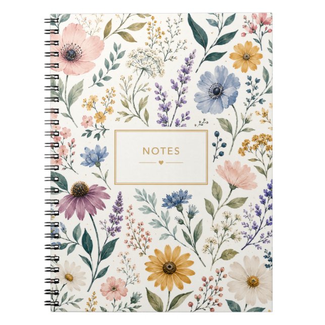 Carnet de fleurs sauvages botaniques féminines (Devant)