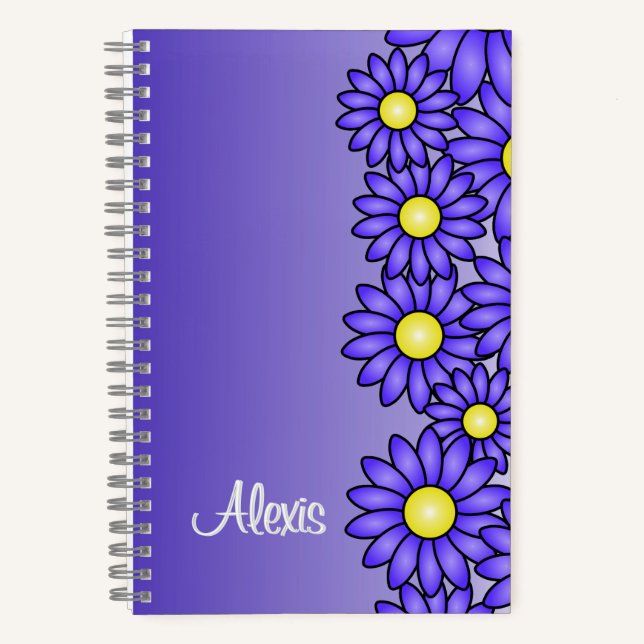 Carnet de fleurs violettes pour bureau, école, art (Recto)
