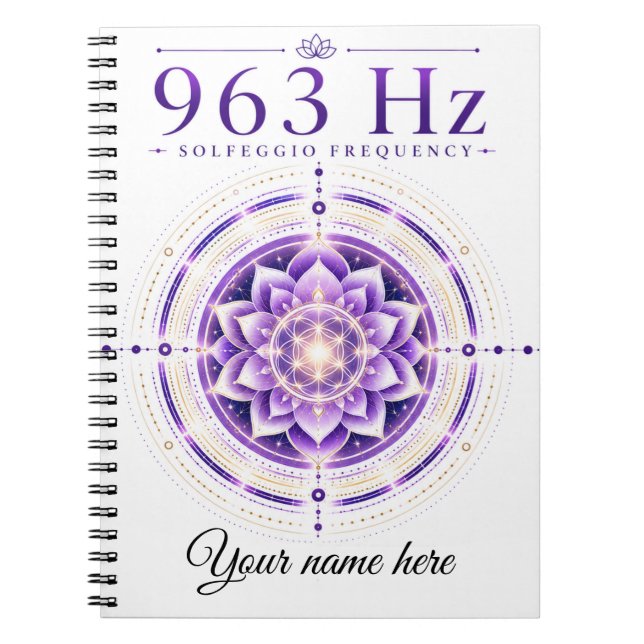 Carnet de fréquence Solfeggio 963 Hz personnalisé  (Devant)