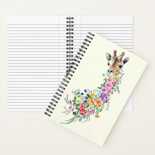 Carnet de girafe aux fleurs (À l'intérieur)
