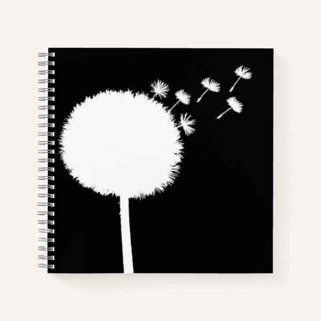 Carnet de graines de Dandelion noir et blanc (Devant)