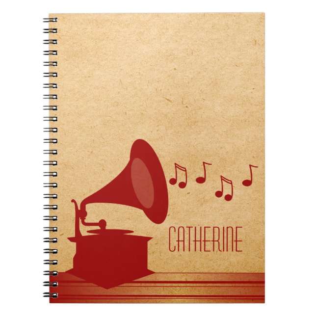 Carnet de Gramophone Vintage rouge (Devant)
