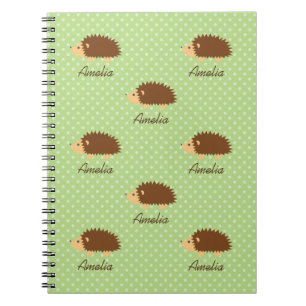 Carnet de hérisson mignon avec motif pois