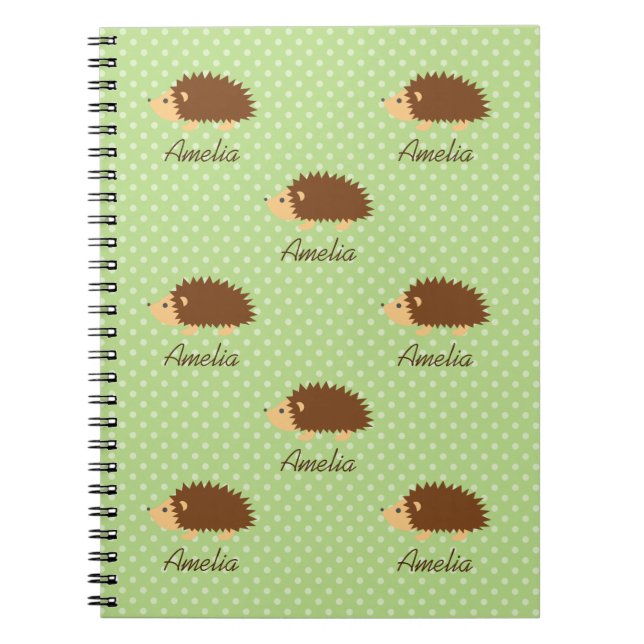 Carnet de hérisson mignon avec motif pois (Devant)
