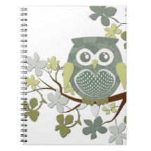 Carnet de hibou d'arbre de polka