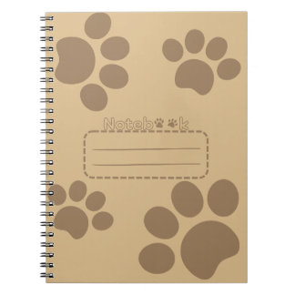 Carnet de journal brun des pattes de chats