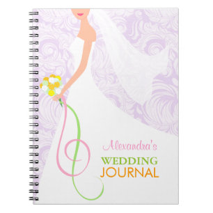 Carnet de journal de mariage damassé de la lavande