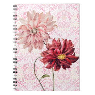 Carnet de journal de paire de fleurs de style vint