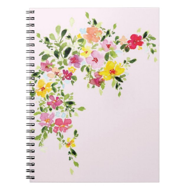 Carnet de journal floral floral rose (Devant)