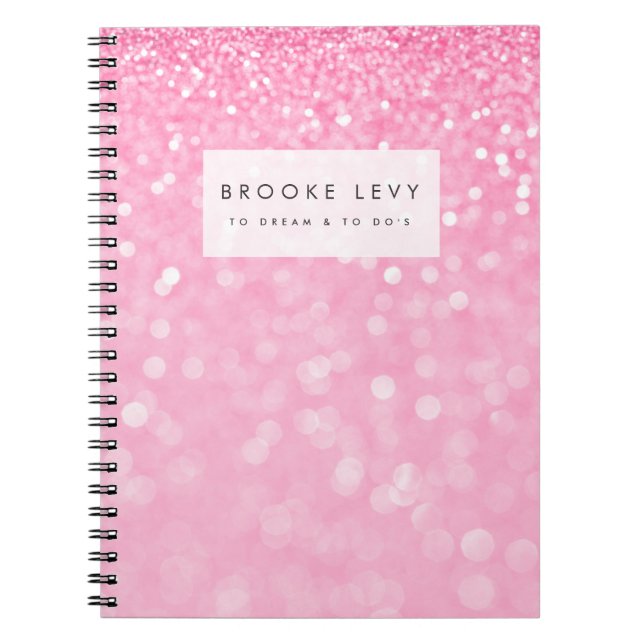 Carnet de journal personnalisé Pink Sparkle (Devant)