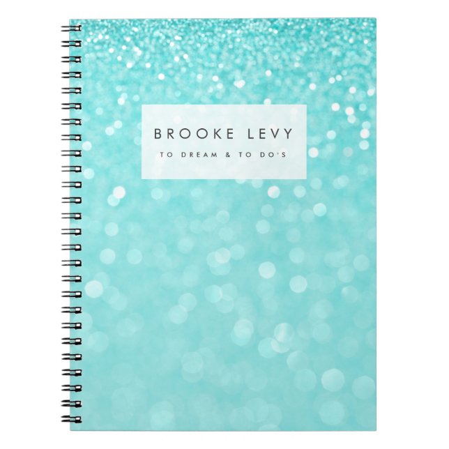 Carnet de journal personnalisé Turquoise Sparkle (Devant)