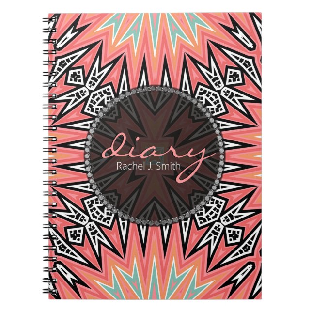 Carnet de journal pour fille Aztec Tribal moderne  (Devant)