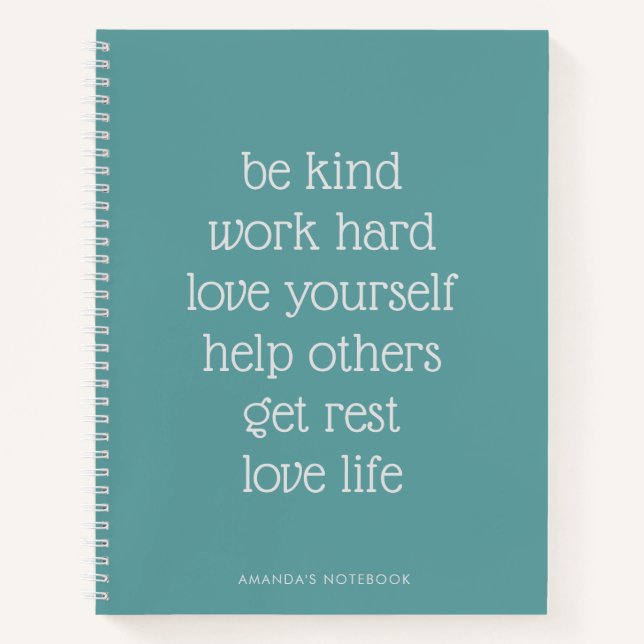 Carnet de journal Turquoise inspirant (Devant)