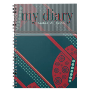 Carnet de journal turquoise Red Modern Abstrait Cu