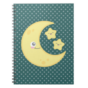 Carnet de la Lune de Kawaii et des étoiles