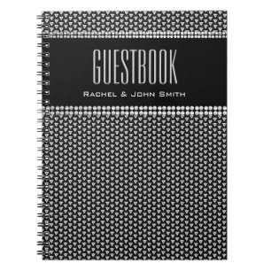 Carnet de livre d'or noir métallique Motif élégant