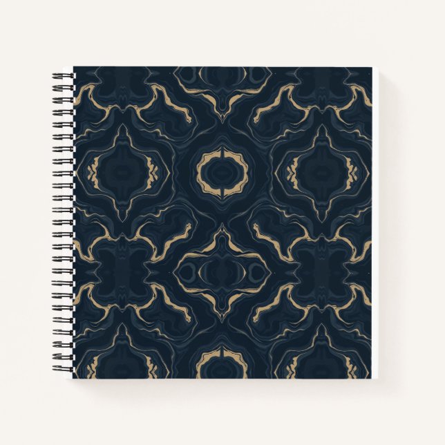 Carnet de luxe abstrait Marbre Or Navy (Devant)