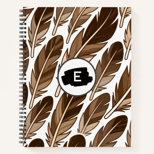 Carnet de luxe Monogram Boho personnalisé - Brown (Devant)