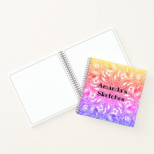 Carnet de mandala en feuille arc-en-ciel