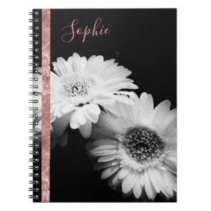 Carnet de marguerite dorée Rose personnalisé