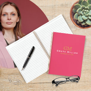 Carnet de monogramme or rose moderne pour les affa