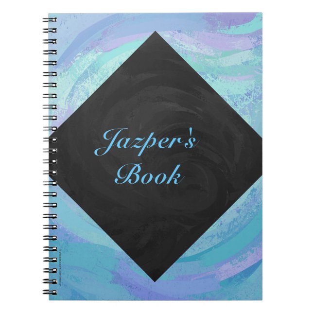 Carnet de monogramme texturé noir et bleu glacier (Devant)