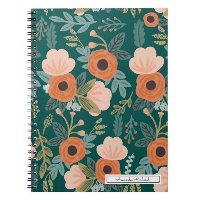 Carnet de Motif blanc vert Roses rouges (Devant)