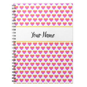 Carnet de Motif de coeur de nom personnalisé