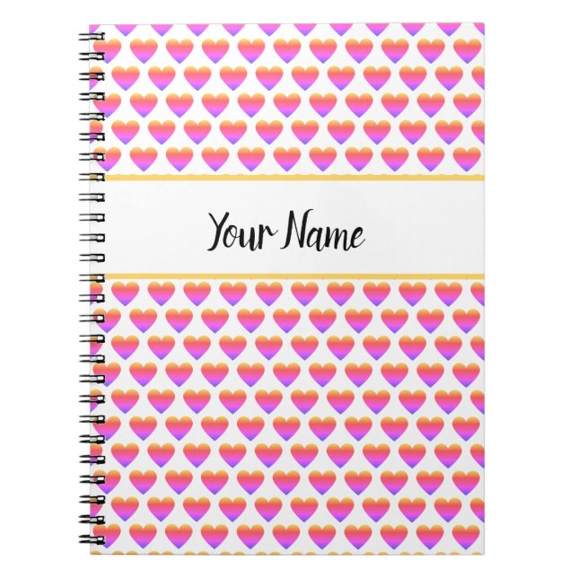 Carnet de Motif de coeur de nom personnalisé (Devant)