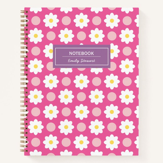 Carnet de motif floral rétro rose doux personnalis (Devant)