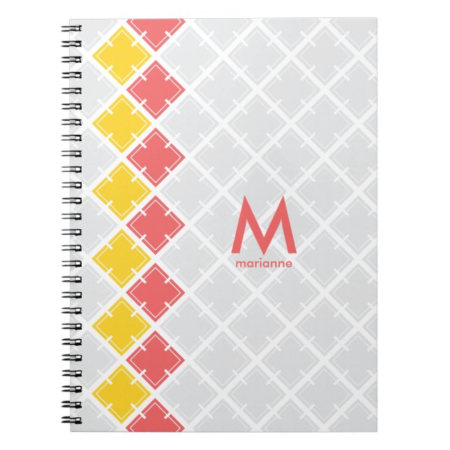 Carnet de Motif géométrique Carré Monogramme (Devant)