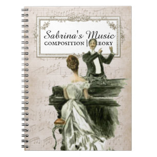 Carnet de musique personnalisée Piano Lady Vintage