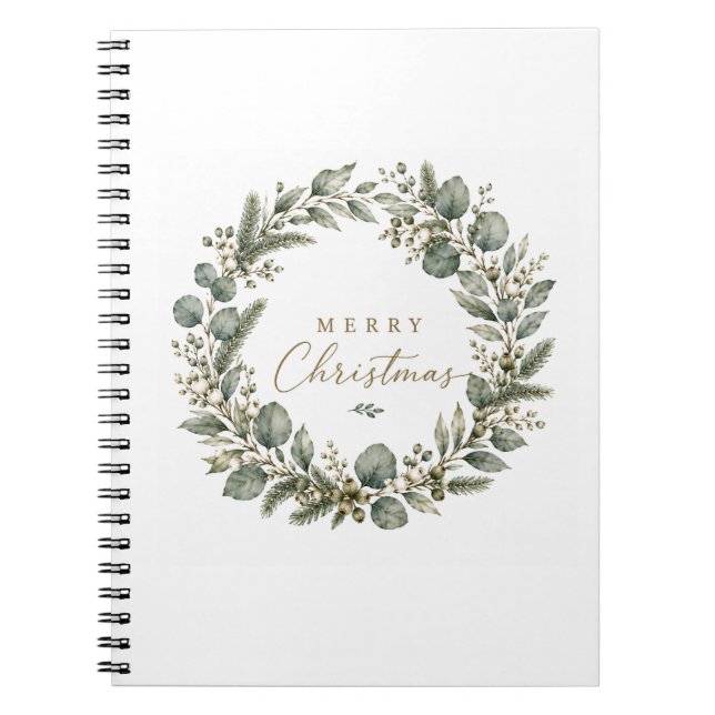 Carnet de Noël élégant à motif botanique d'eucalyp (Devant)